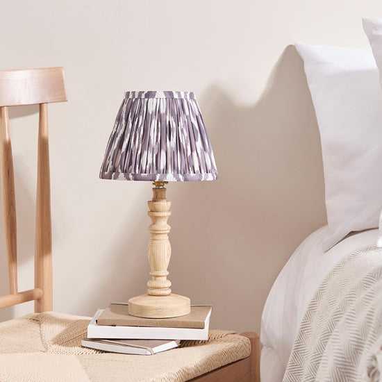 Bibury And Ikat 20cm Pearl Grey Fabric Shade Table Lamp In Natural Ash