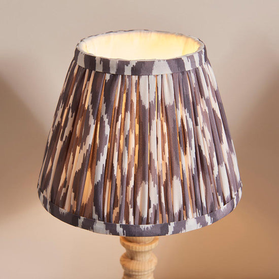 Bibury And Ikat 20cm Pearl Grey Fabric Shade Table Lamp In Natural Ash