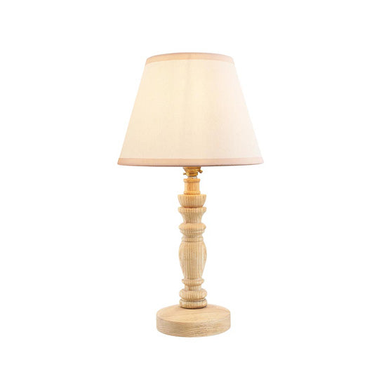 Bibury And Ivy 20cm Vintage White Fabric Shade Table Lamp In Natural Ash