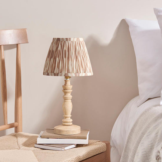 Bibury And Ikat 20cm Neutral Fabric Shade Table Lamp In Natural Ash