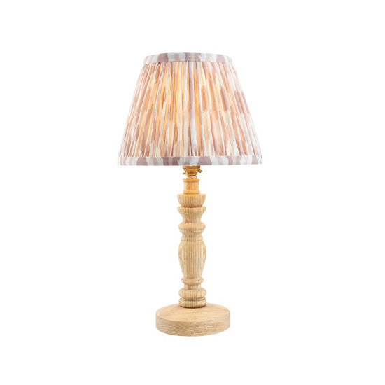 Bibury And Ikat 20cm Neutral Fabric Shade Table Lamp In Natural Ash