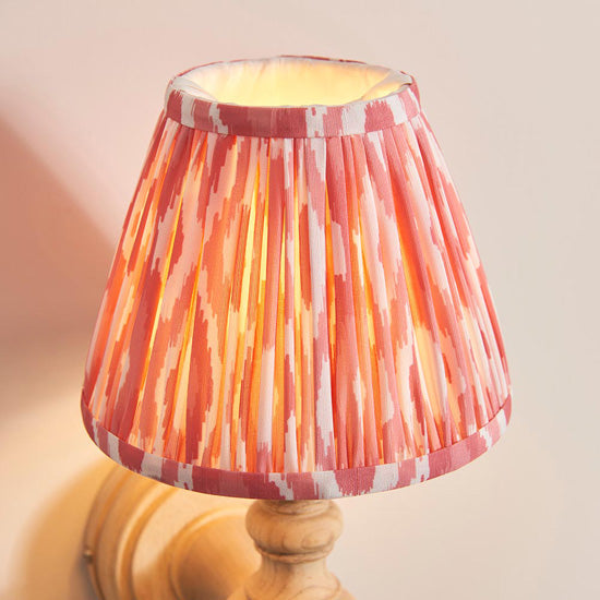 Bibury And Ikat 16cm Coral Pink Fabric Shade Wall Light In Natural Ash