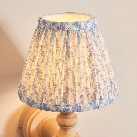 Bibury And Leaf 16cm Shell Bay Blue Fabric Shade Wall Light In Natural Ash