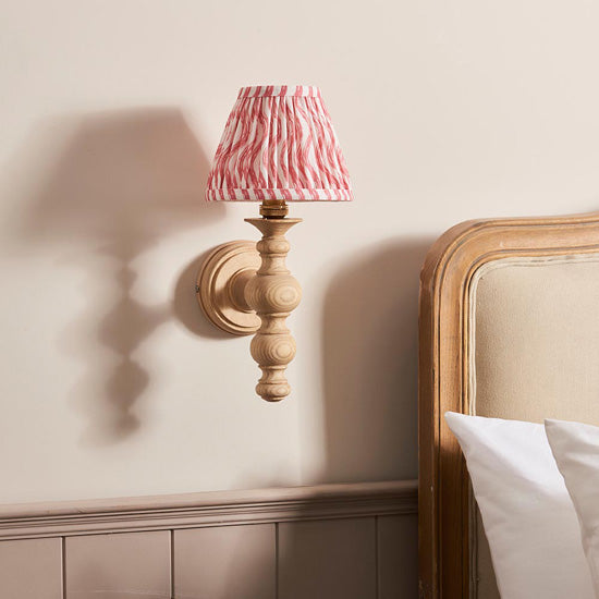 Bibury And Ripple 16cm Coral Pink Fabric Shade Wall Light In Natural Ash