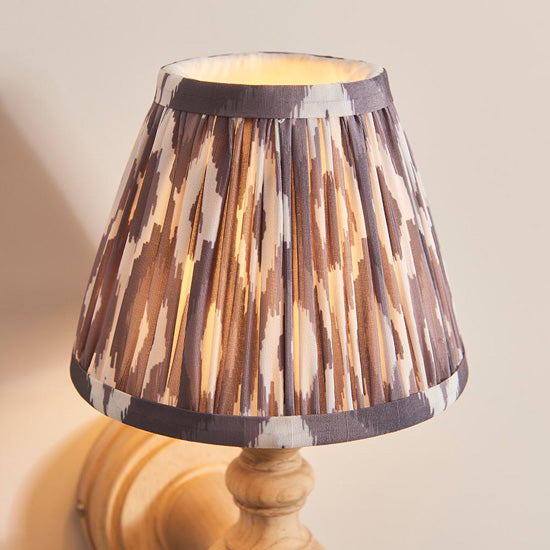 Bibury And Ikat 16cm Pearl Grey Fabric Shade Wall Light In Natural Ash