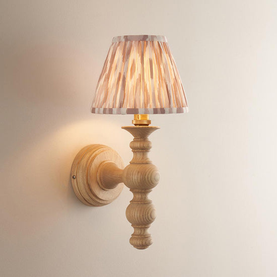 Bibury And Ikat 16cm Neutral Fabric Shade Wall Light In Natural Ash