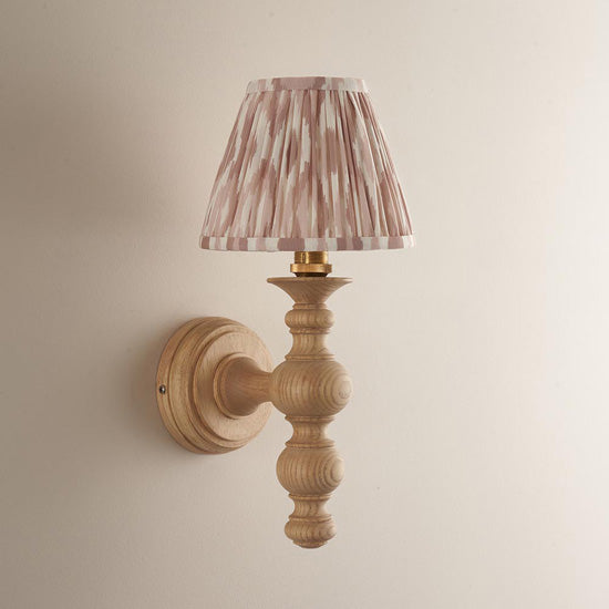 Bibury And Ikat 16cm Neutral Fabric Shade Wall Light In Natural Ash