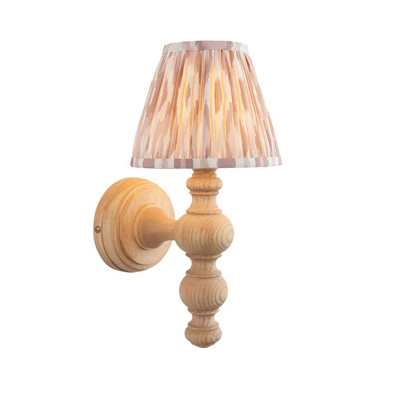 Bibury And Ikat 16cm Neutral Fabric Shade Wall Light In Natural Ash