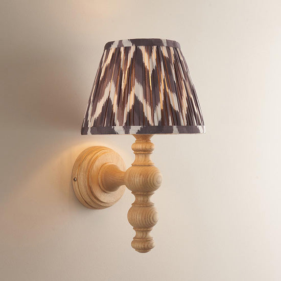 Bibury And Zigzag 20cm Pearl Grey Fabric Shade Wall Light In Natural Ash