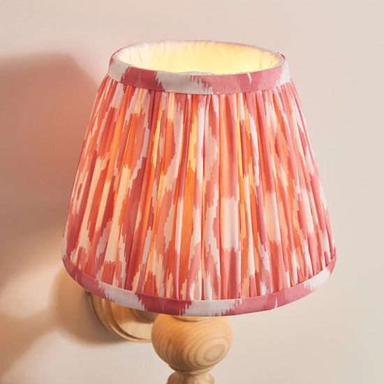 Bibury And Ikat 20cm Coral Pink Fabric Shade Wall Light In Natural Ash