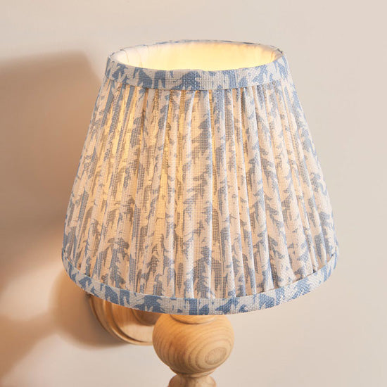 Bibury And Leaf 20cm Shell Bay Blue Fabric Shade Wall Light In Natural Ash