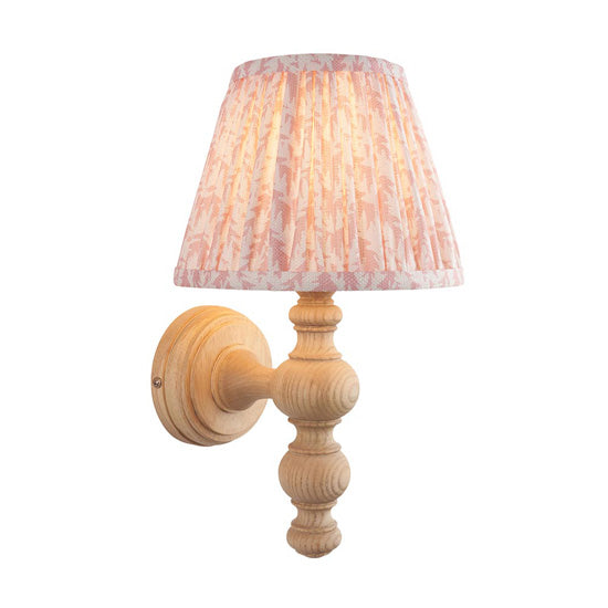 Bibury And Leaf 20cm Peachy Keen Fabric Shade Wall Light In Natural Ash