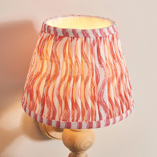 Bibury And Ripple 20cm Coral Pink Fabric Shade Wall Light In Natural Ash