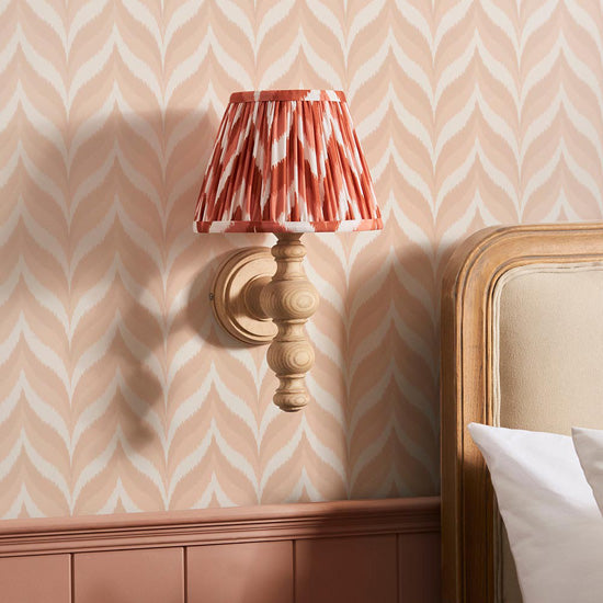 Bibury And Zigzag 20cm Apricot Orange Fabric Shade Wall Light In Natural Ash