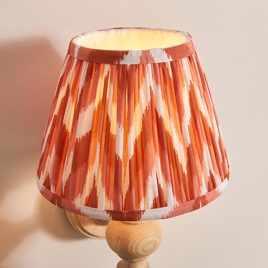 Bibury And Zigzag 20cm Apricot Orange Fabric Shade Wall Light In Natural Ash