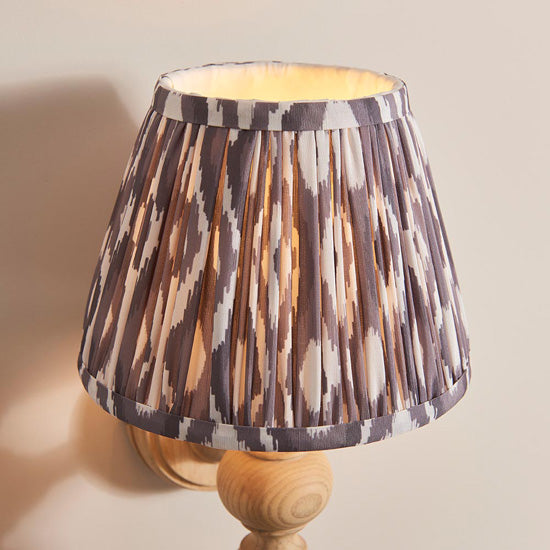 Bibury And Ikat 20cm Pearl Grey Fabric Shade Wall Light In Natural Ash