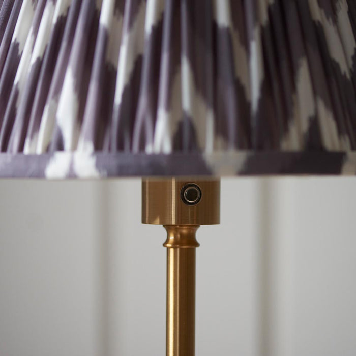 Burley Rechargeable And Zigzag 25cm Pearl Grey Shade Floor Lamp In Brushed Aged Brass