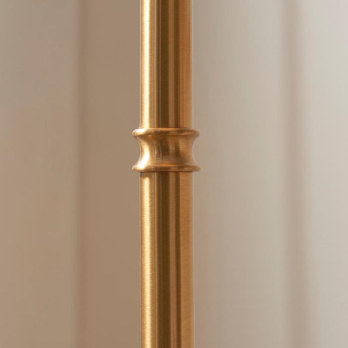 Burley Rechargeable And Zigzag 25cm Pearl Grey Shade Floor Lamp In Brushed Aged Brass