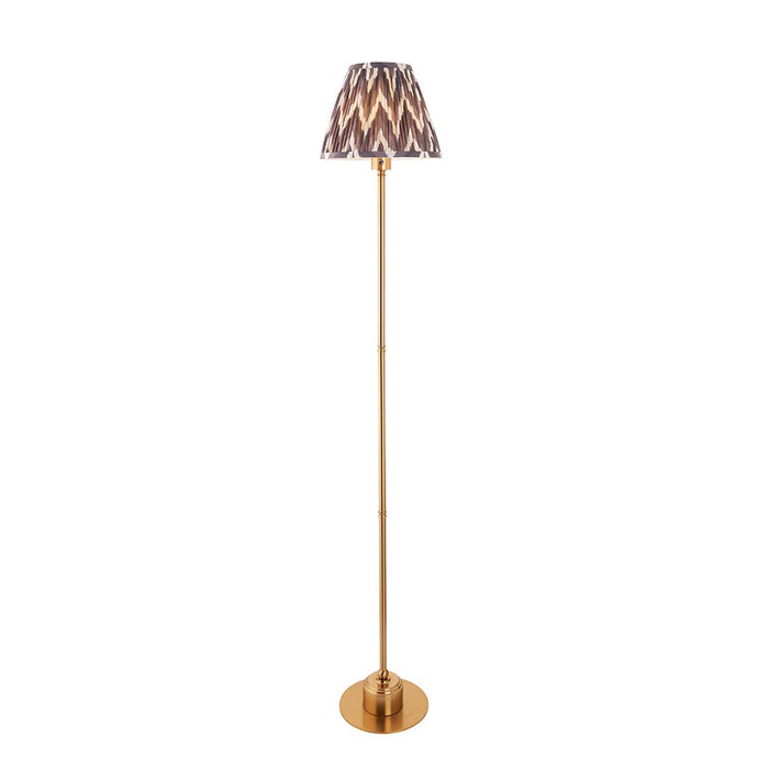 Burley Rechargeable And Zigzag 25cm Pearl Grey Shade Floor Lamp In Brushed Aged Brass