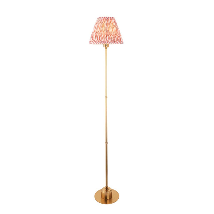 Burley Rechargeable And Ripple 25cm Coral Pink Shade Floor Lamp In Brushed Aged Brass