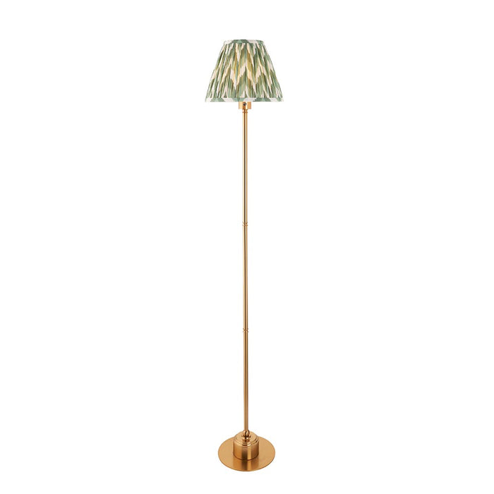 Burley Rechargeable And Zigzag 25cm Cotswold Green Shade Floor Lamp In Brushed Aged Brass