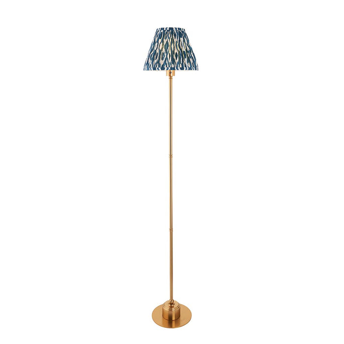 Burley Rechargeable And Ikat 25cm Marin Blue Shade Floor Lamp In Brushed Aged Brass