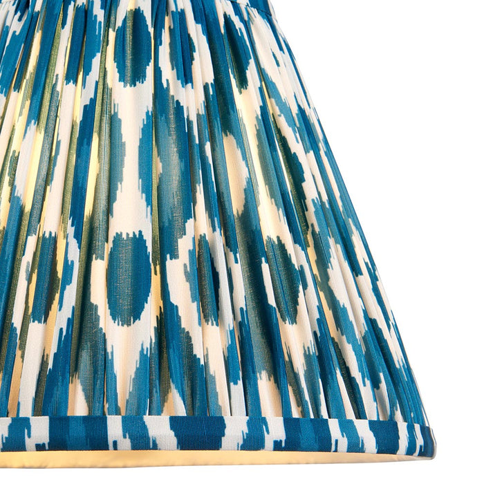 Burley Rechargeable And Ikat 25cm Marin Blue Shade Floor Lamp In Brushed Aged Brass