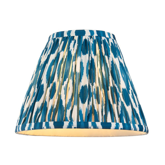 Burley Rechargeable And Ikat 25cm Marin Blue Shade Floor Lamp In Brushed Aged Brass