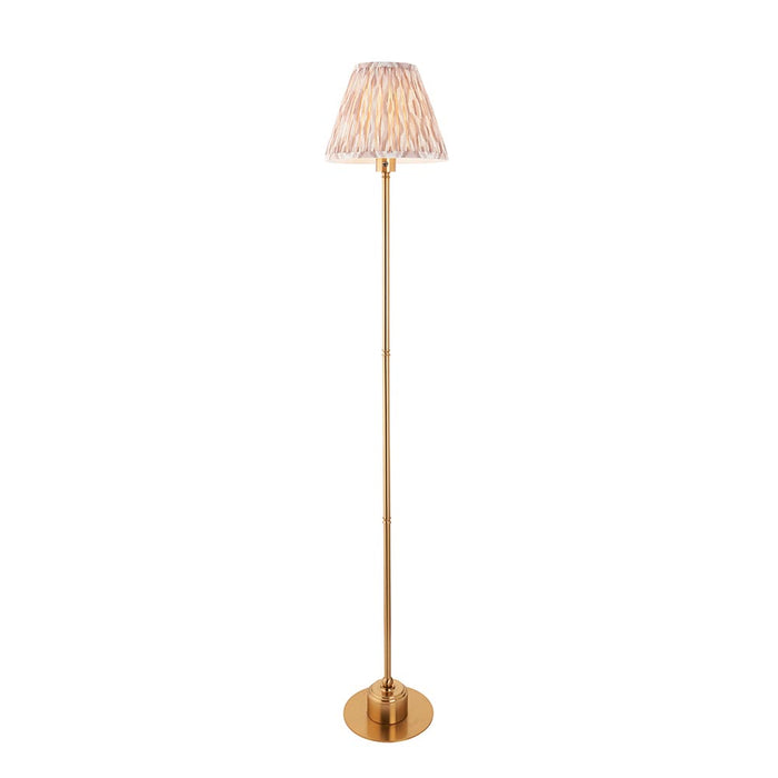 Burley Rechargeable And Ikat 25cm Neutral Shade Floor Lamp In Brushed Aged Brass