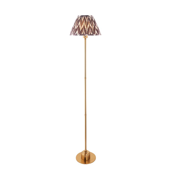 Burley Rechargeable And Zigzag 30cm Pearl Grey Shade Floor Lamp In Brushed Aged Brass