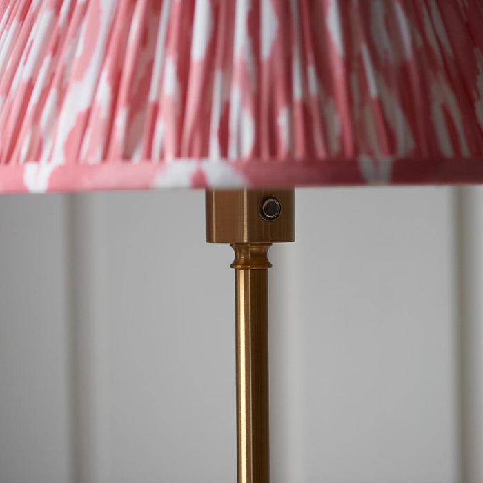 Burley Rechargeable And Ikat 30cm Coral Pink Shade Floor Lamp In Brushed Aged Brass