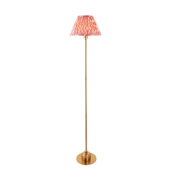 Burley Rechargeable And Ikat 30cm Coral Pink Shade Floor Lamp In Brushed Aged Brass