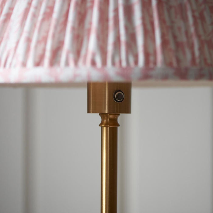 Burley Rechargeable And Leaf 30cm Peachy Keen Shade Floor Lamp In Brushed Aged Brass