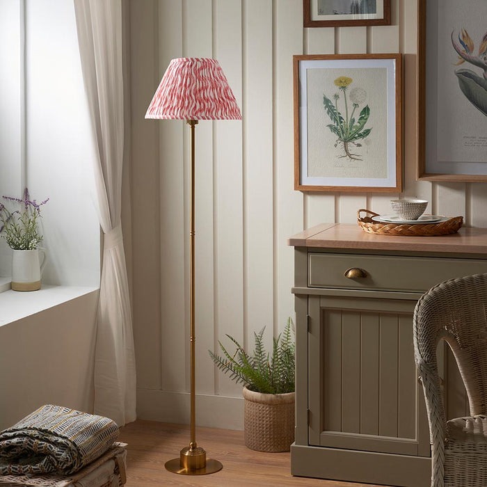 Burley Rechargeable And Ripple 30cm Coral Pink Shade Floor Lamp In Brushed Aged Brass