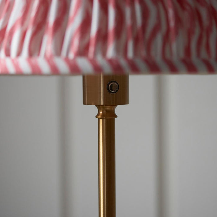 Burley Rechargeable And Ripple 30cm Coral Pink Shade Floor Lamp In Brushed Aged Brass