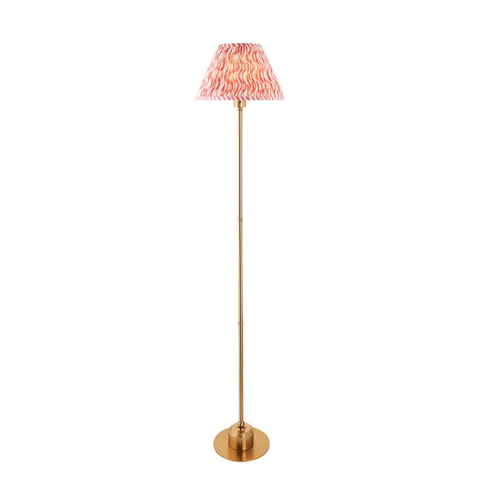 Burley Rechargeable And Ripple 30cm Coral Pink Shade Floor Lamp In Brushed Aged Brass