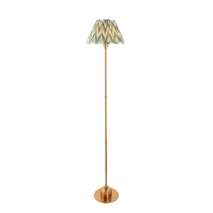 Burley Rechargeable And Zigzag 30cm Cotswold Green Shade Floor Lamp In Brushed Aged Brass