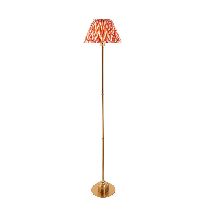 Burley Rechargeable And Zigzag 30cm Apricot Orange Shade Floor Lamp In Brushed Aged Brass