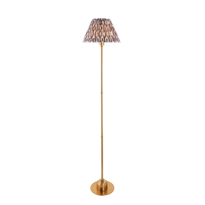 Burley Rechargeable And Ikat 30cm Pearl Grey Floor Lamp In Brushed Aged Brass