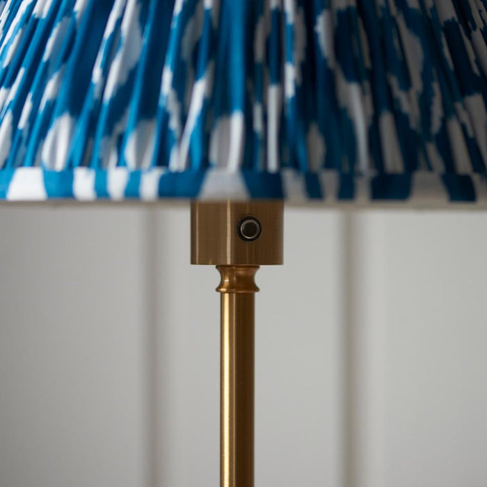 Burley Rechargeable And Ikat 30cm Marin Blue Shade Floor Lamp In Brushed Aged Brass