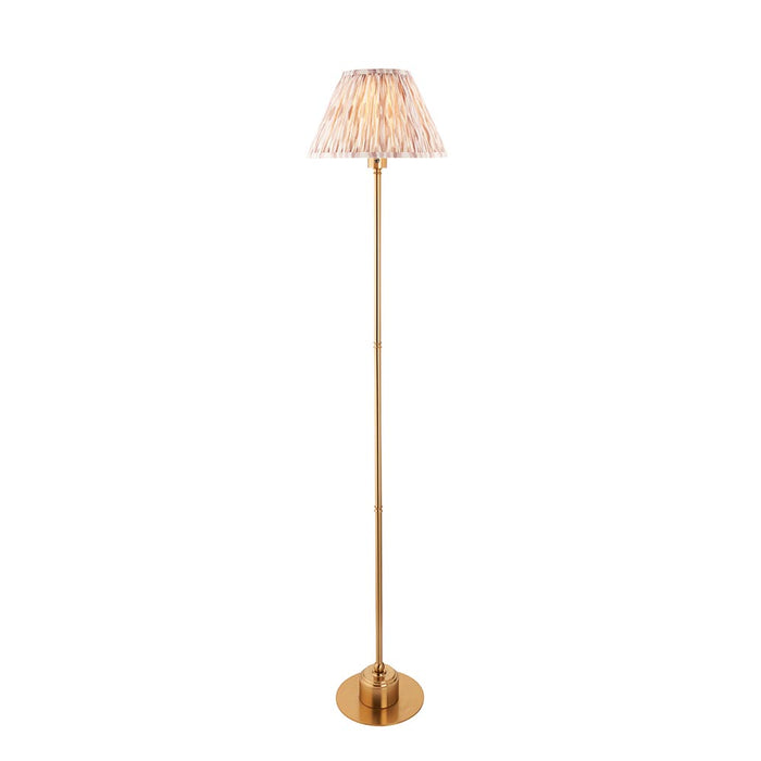 Burley Rechargeable And Ikat 30cm Neutral Shade Floor Lamp In Brushed Aged Brass