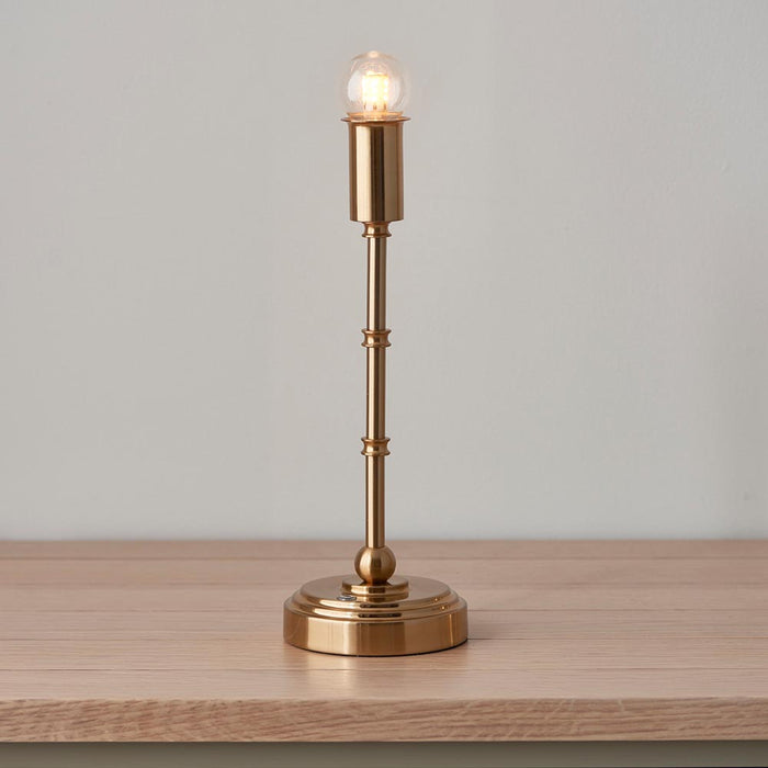 Burley Rechargeable And Ripple 16cm Marlin Blue Shade Table Lamp In Brushed Aged Brass