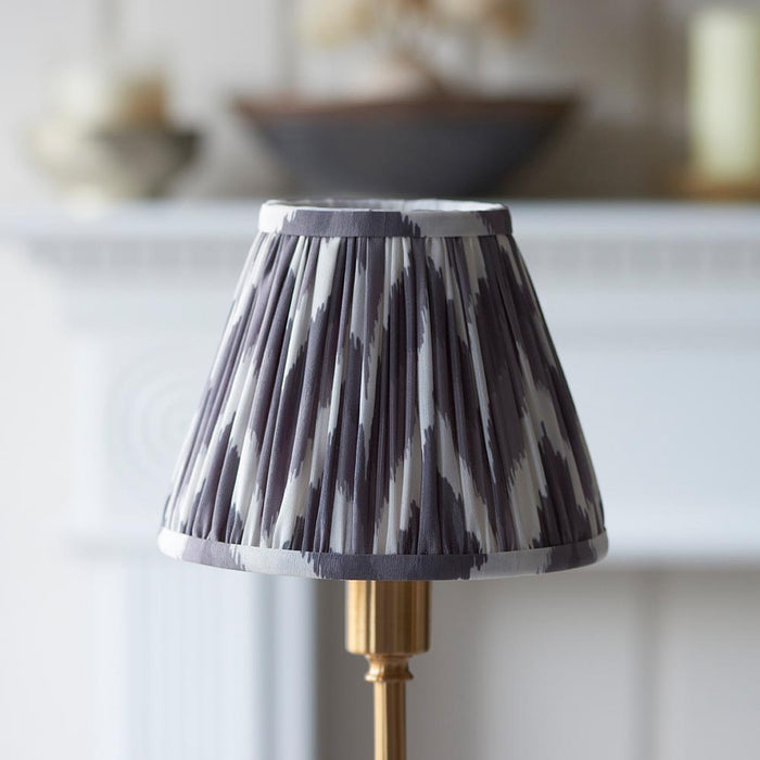 Burley Rechargeable And Zigzag 16cm Pearl Grey Shade Table Lamp In Brushed Aged Brass