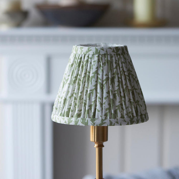 Burley Rechargeable And Leaf 16cm Herb Garden Green Shade Table Lamp In Brushed Aged Brass