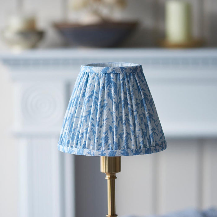 Burley Rechargeable And Leaf 16cm Shell Bay Blue Shade Table Lamp In Brushed Aged Brass