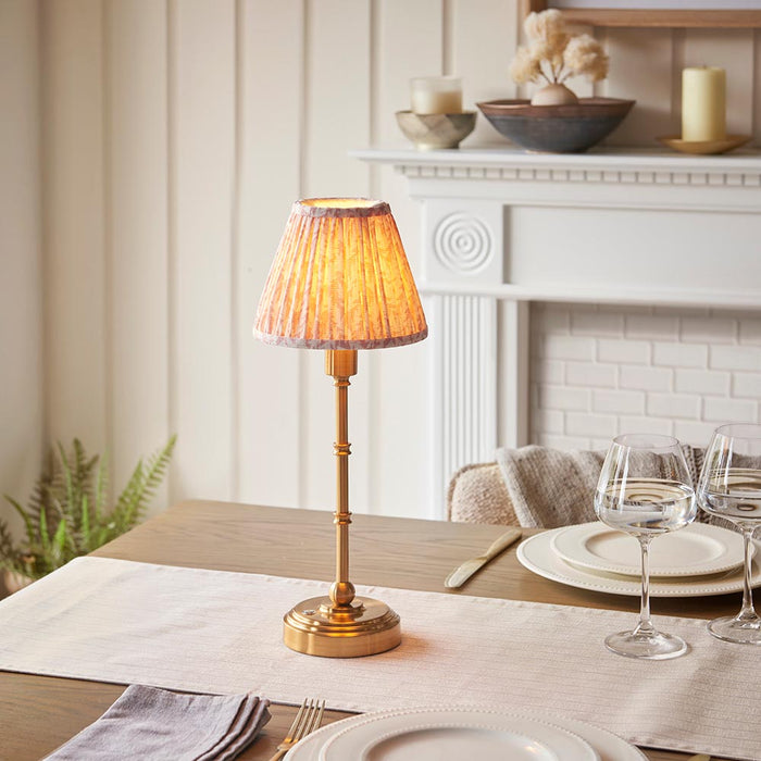 Burley Rechargeable And Leaf 16cm Peachy Keen Shade Table Lamp In Brushed Aged Brass