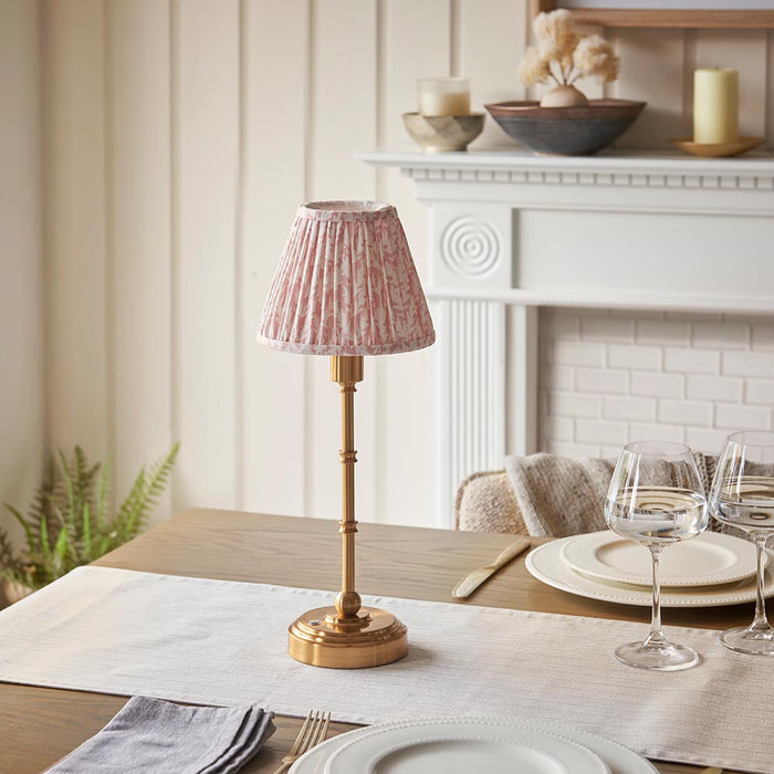 Burley Rechargeable And Leaf 16cm Peachy Keen Shade Table Lamp In Brushed Aged Brass