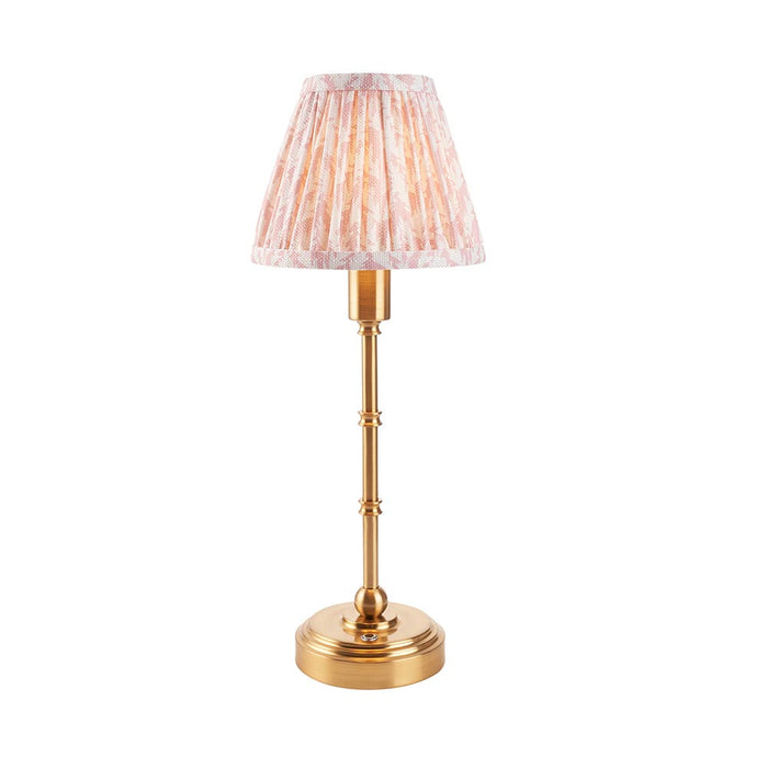 Burley Rechargeable And Leaf 16cm Peachy Keen Shade Table Lamp In Brushed Aged Brass