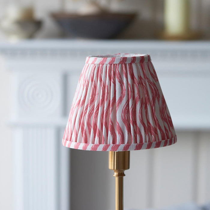 Burley Rechargeable And Ripple 16cm Coral Pink Shade Table Lamp In Brushed Aged Brass