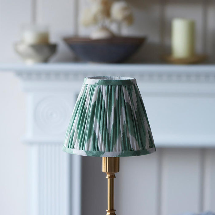 Burley Rechargeable And Zigzag 16cm Cotswold Green Shade Table Lamp In Brushed Aged Brass